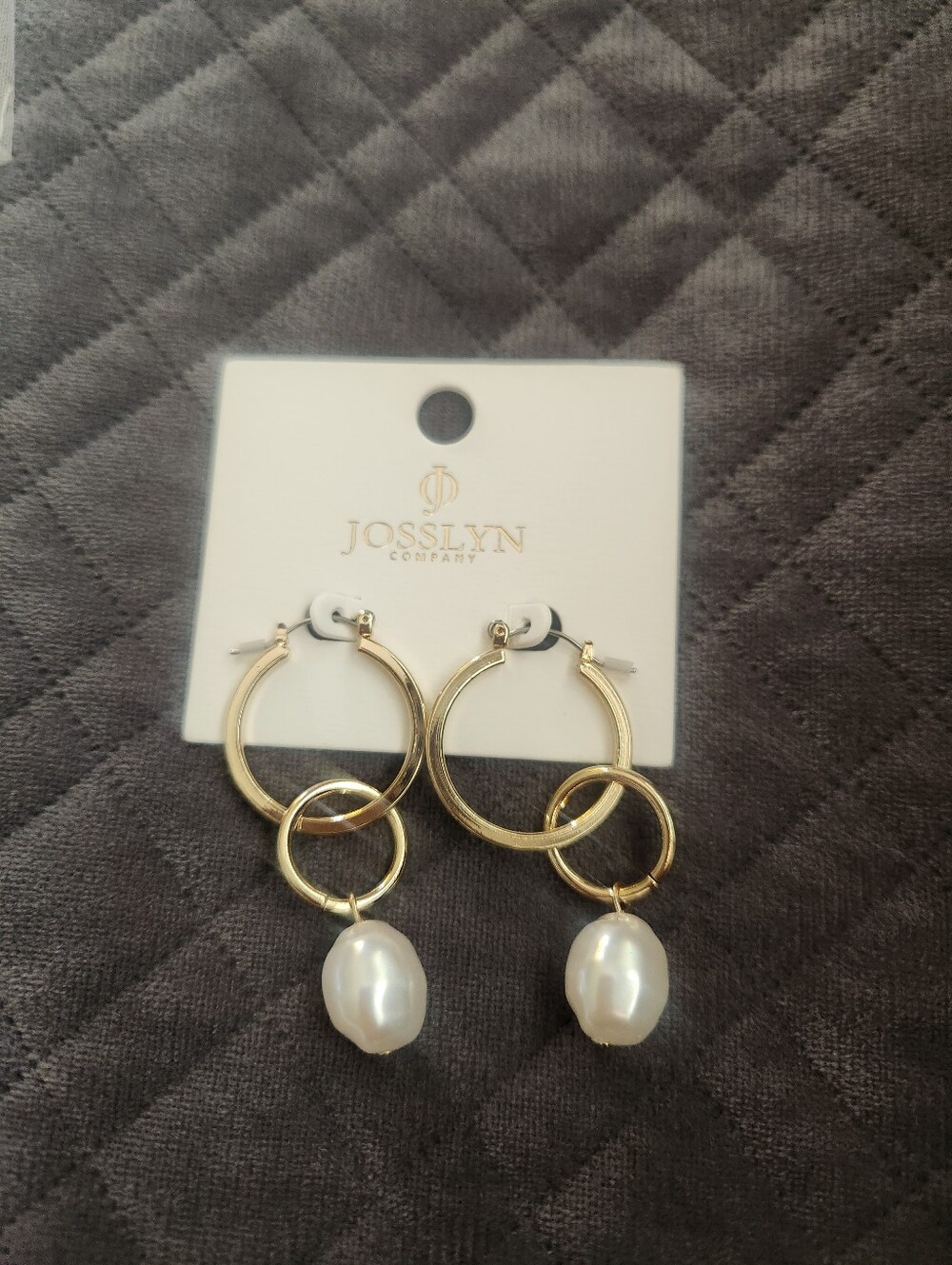 Josslyn Co Gold Hoop Earrings with Pearl Drop - Women's Jewelry